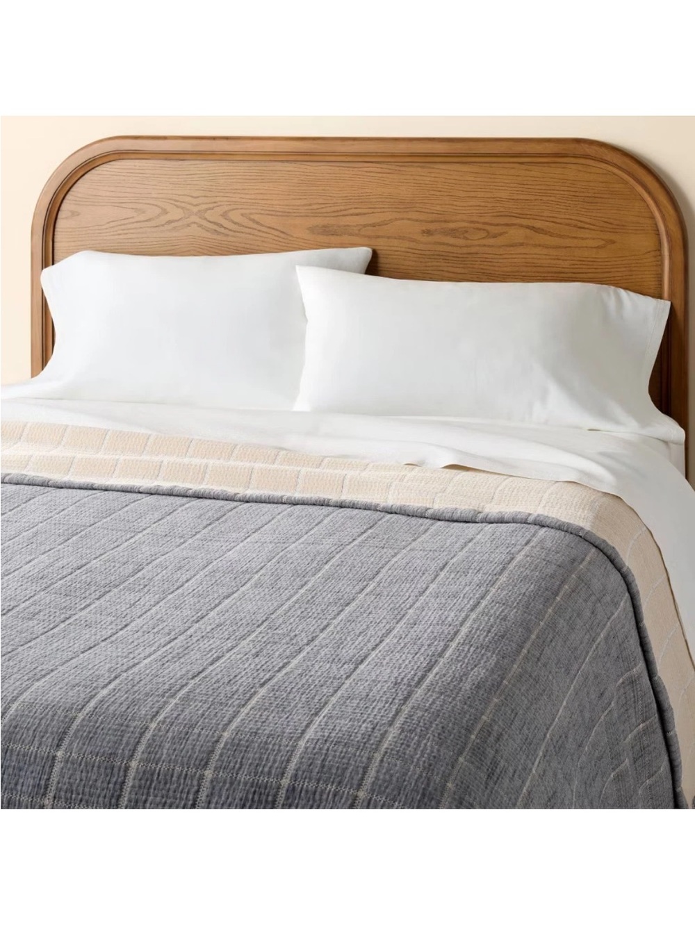 NWT Full/Queen Subway Tile Coverlet Blue/Tan - Hearth & Hand